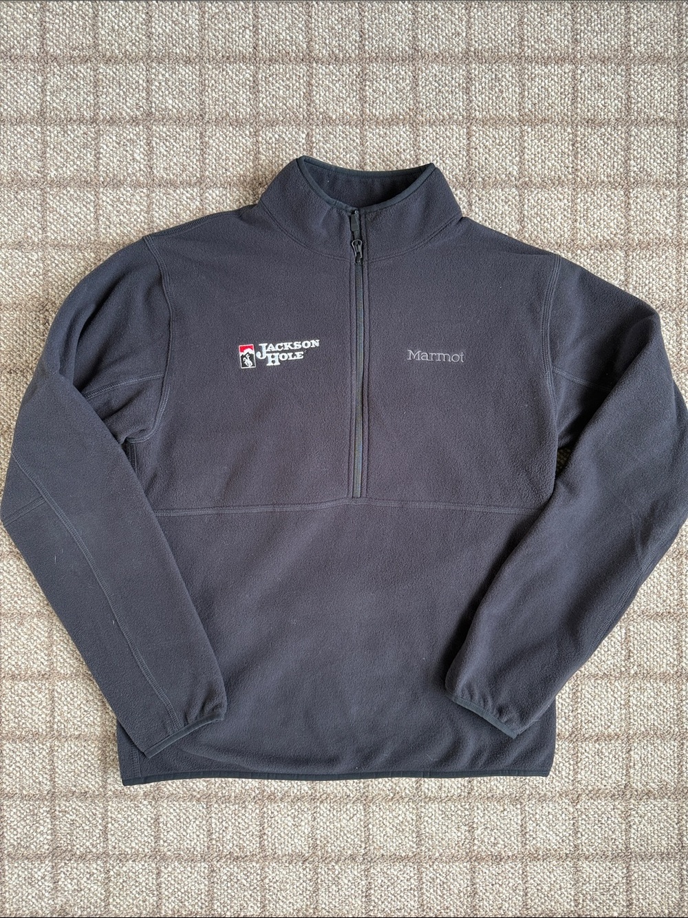 Marmot Black Half-Zip Fleece Pullover with Jackson Hole Patch Size M